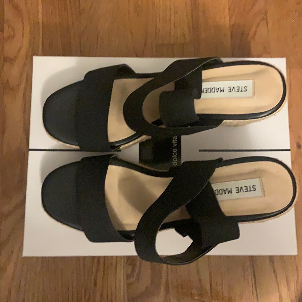 Black stretch strap “espadrilles”